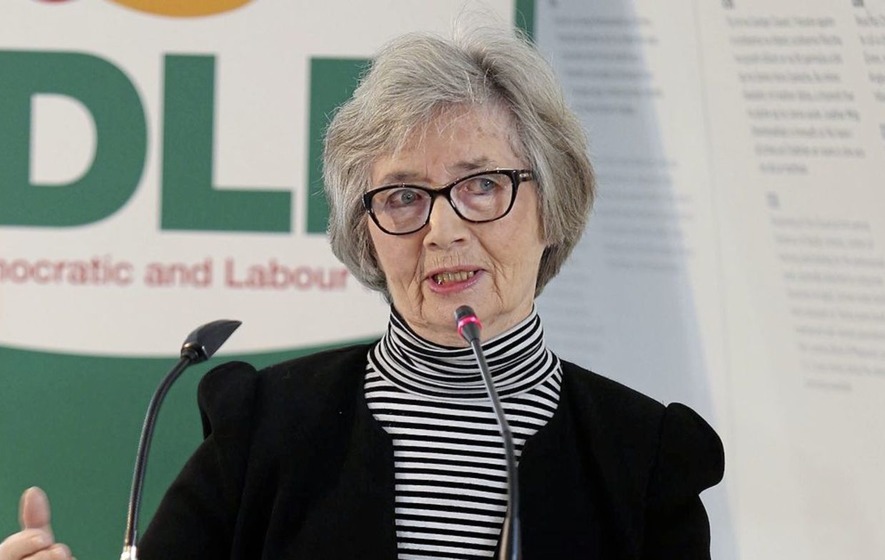 Colour head and shoulders photograph of Bríd Rodgers, a former Member of Seanad Éireann